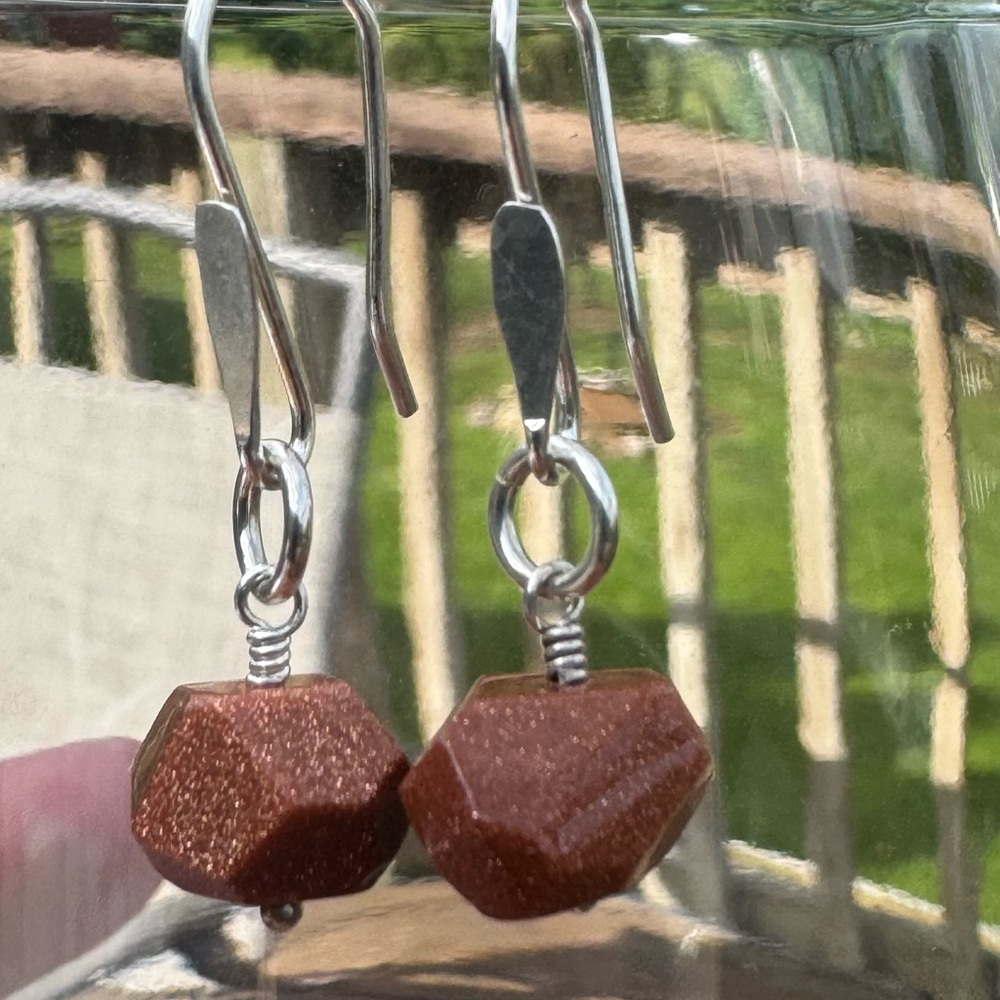 Goldstone Sterling Silver Gemstone Earrings